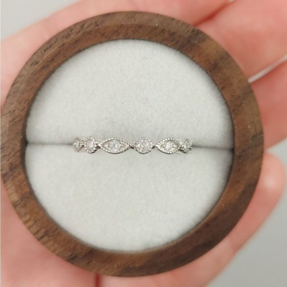 925 Sterling?Silver CZ Eye Stackable Ring